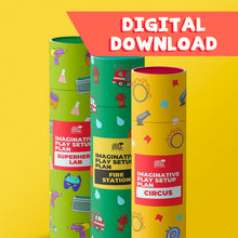 Load image into Gallery viewer, Imaginative Play Setup Plan: Circus, Fire Station, Superhero Lab